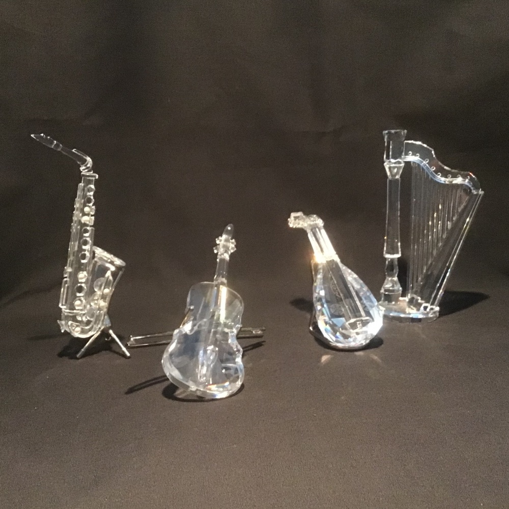 Swarovski Crystal Musical Instruments - HARP, VIOLIN, SAXOPHONE, LUTE - W/Boxes